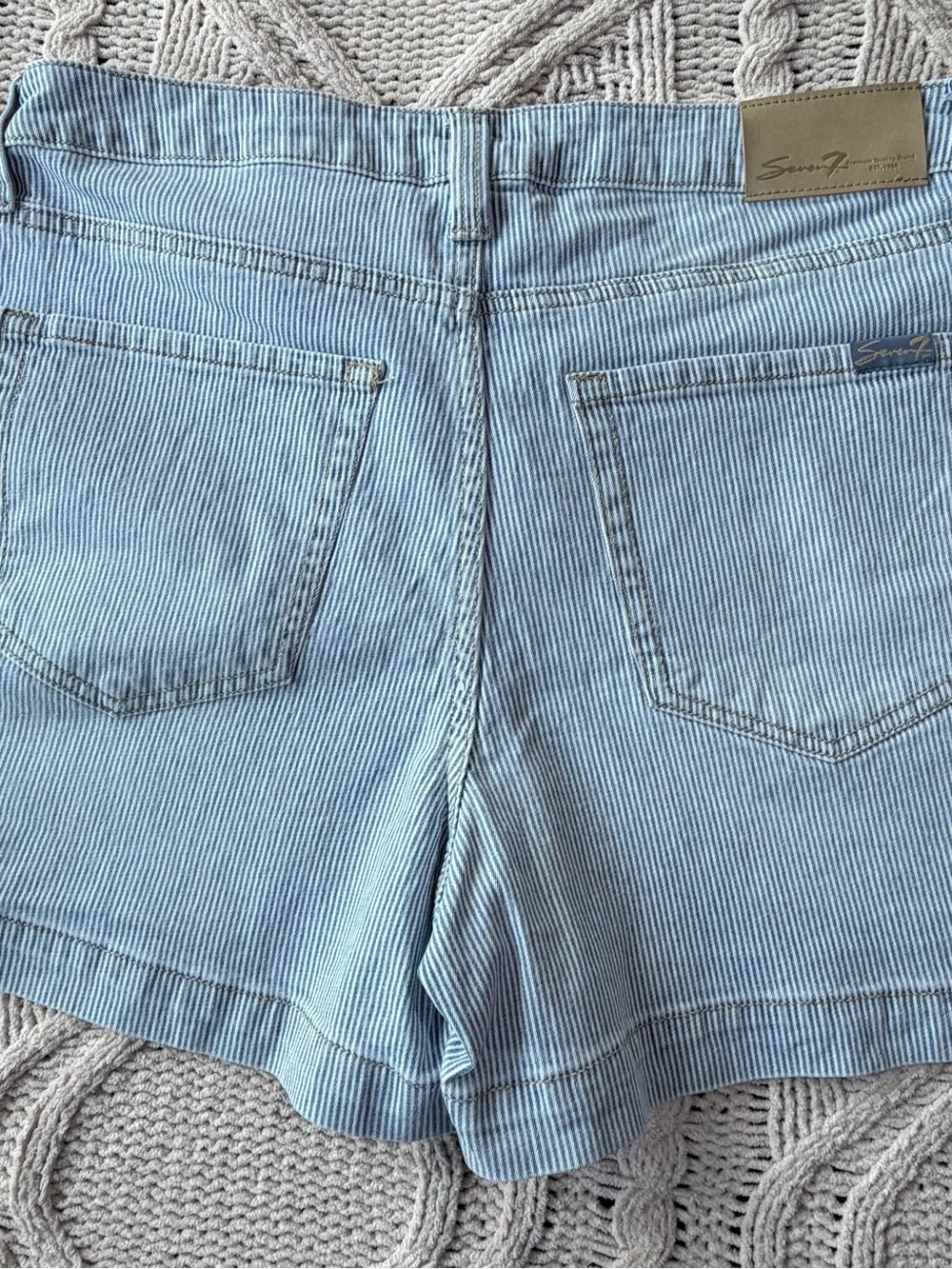 Seven7 Light Blue Pinstriped Denim Shorts size 6